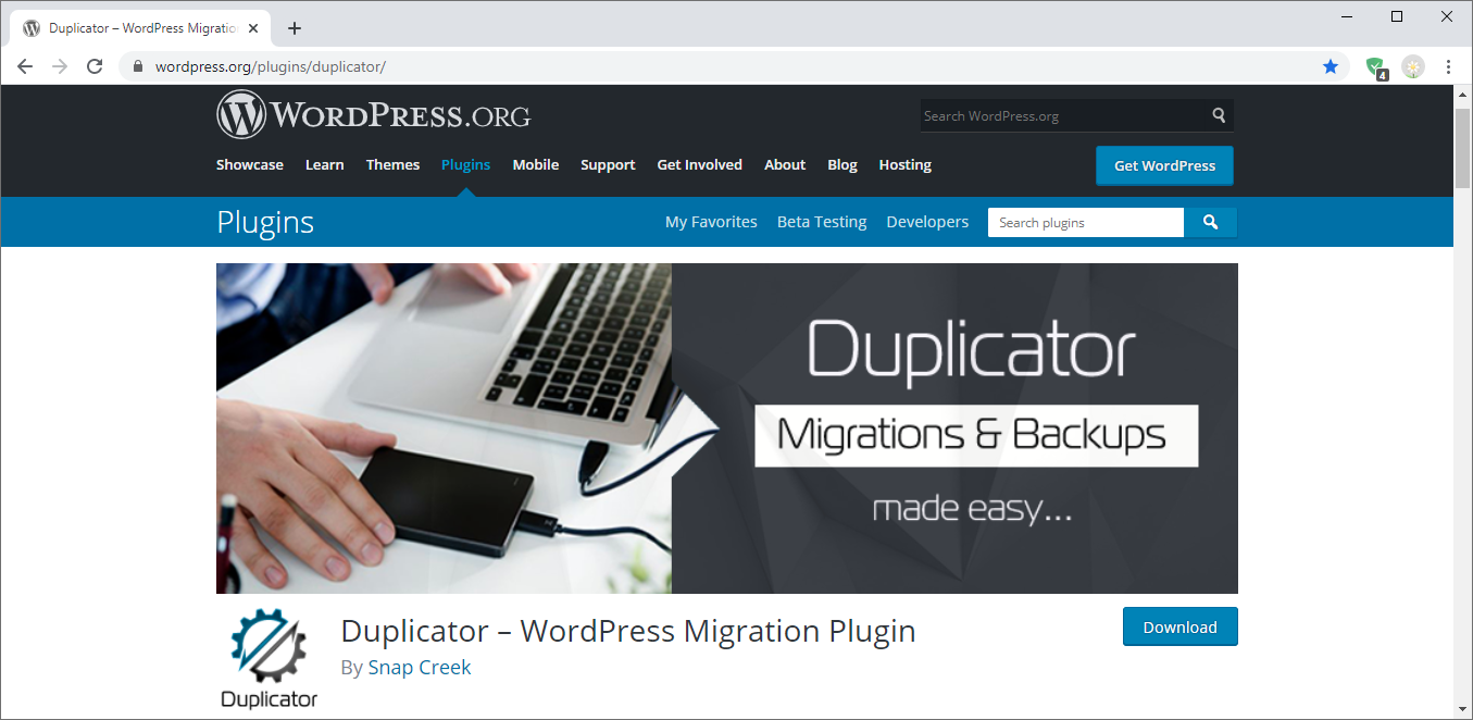 Figure 1. Duplicator – WordPress Migration Plugin – Snap Creek.