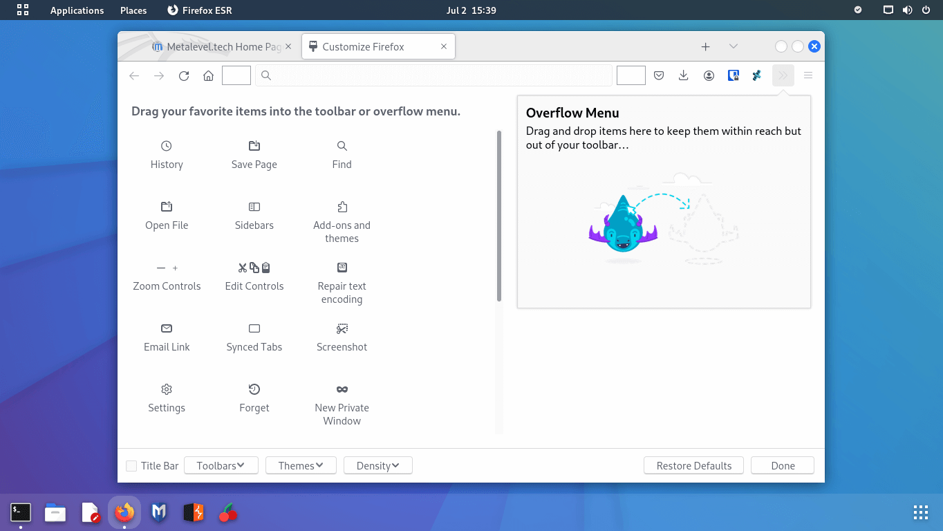 Screen 3. Firefox Show/Hide Tool bar - 3 of 3.