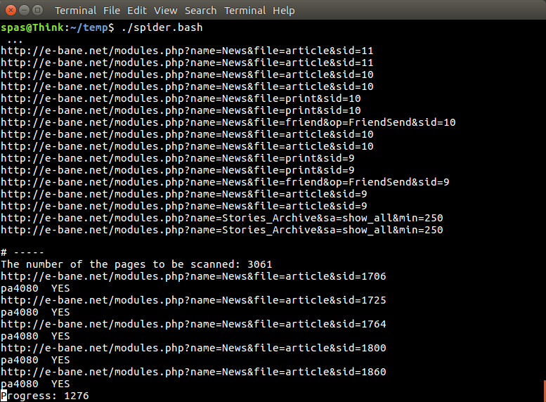Figure 4. The spider script during the working process.